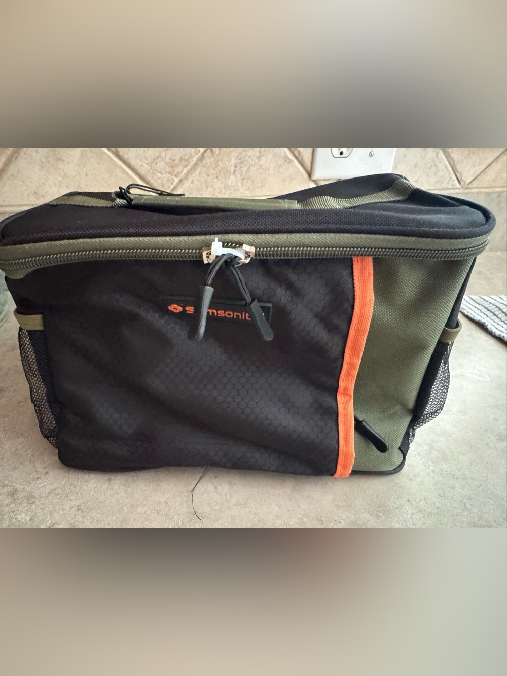 Samsonite Olive Green, Black and Orange Lunch Bag